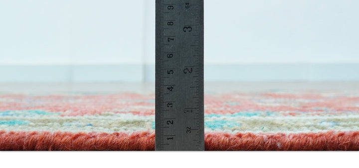 Oushak Design Red And Green 2.6x8 Hand knotted Wool Rug - The Rug Decor