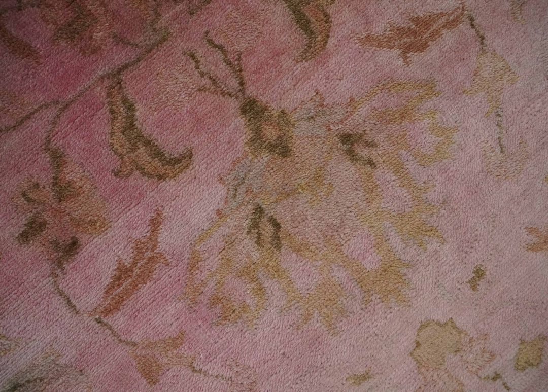 Overdyed 8x11 Hand Knotted Pink and Brown Traditional Oushak Wool Rug - The Rug Decor
