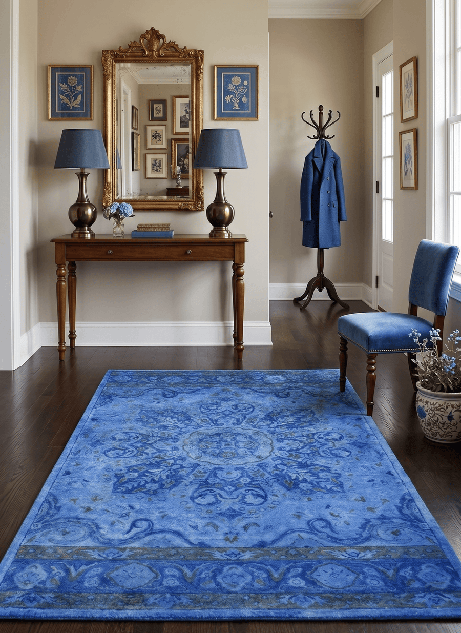 Overdyed Traditional Blue Hand Tufted Wool 5x8 Area Rug - The Rug Decor