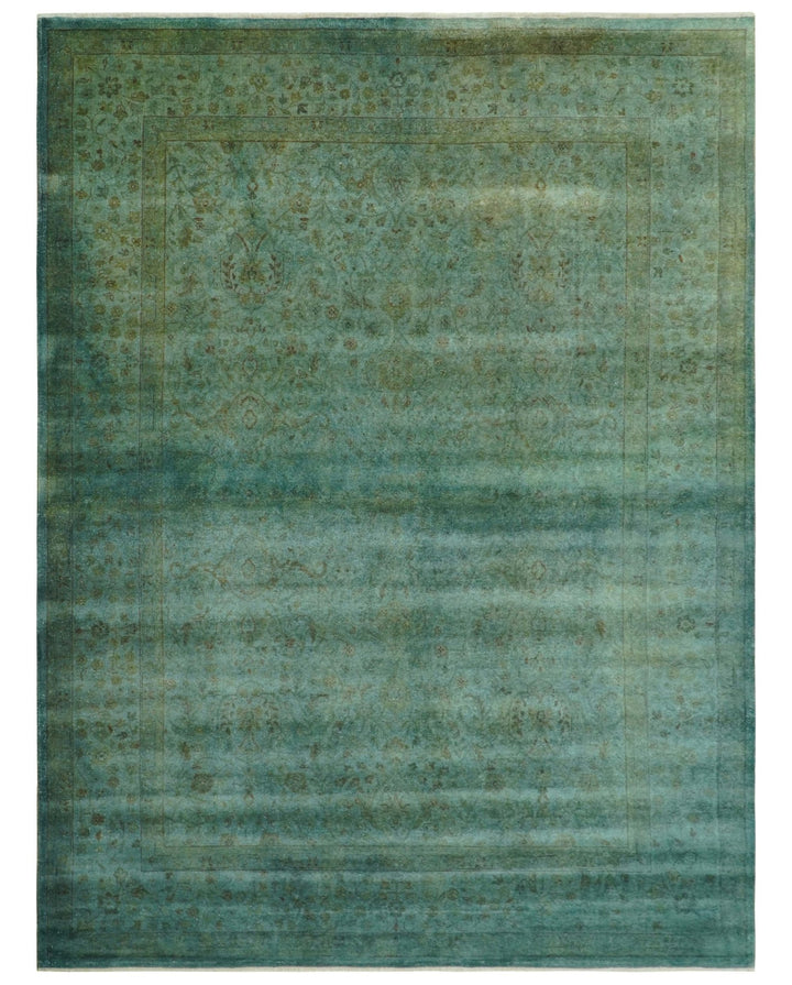 Overdyed Traditional Oriental Oushak Teal Hand knotted Wool Area Rug - The Rug Decor