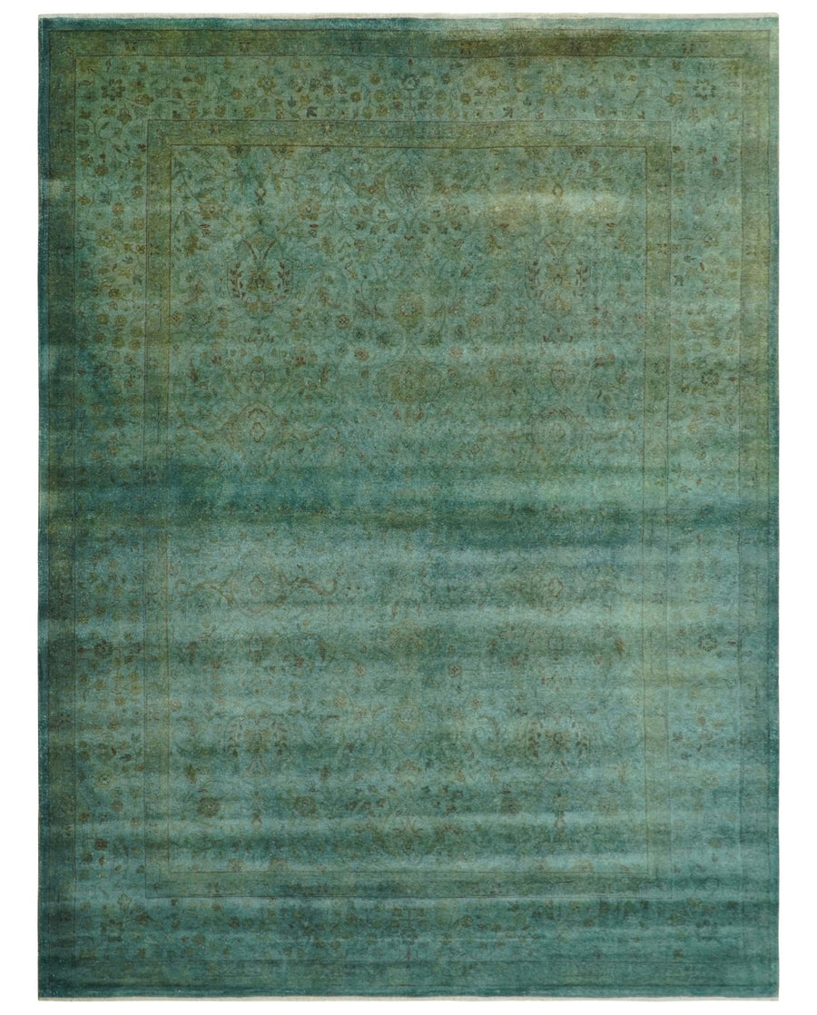 Overdyed Traditional Oriental Oushak Teal Hand knotted Wool Area Rug - The Rug Decor