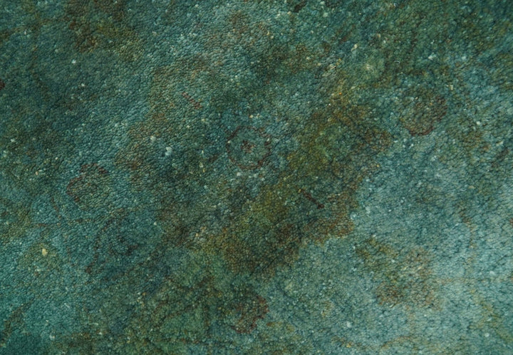 Overdyed Traditional Oriental Oushak Teal Hand knotted Wool Area Rug - The Rug Decor