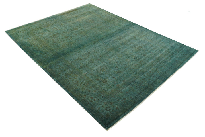Overdyed Traditional Oriental Oushak Teal Hand knotted Wool Area Rug - The Rug Decor