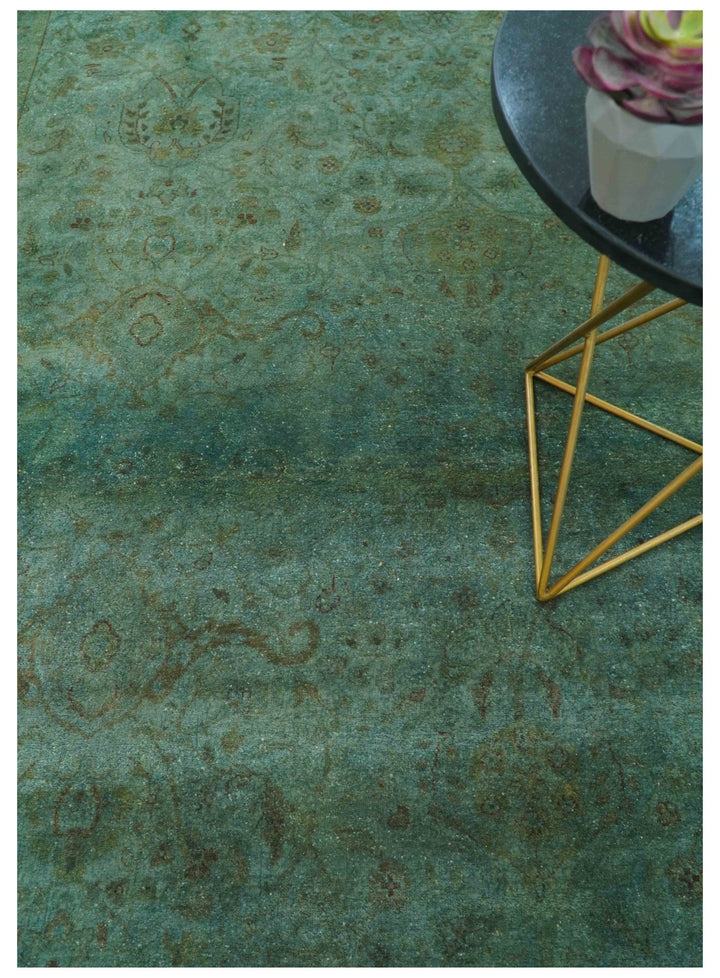 Overdyed Traditional Oriental Oushak Teal Hand knotted Wool Area Rug - The Rug Decor