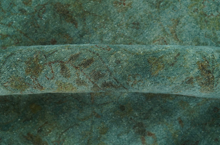 Overdyed Traditional Oriental Oushak Teal Hand knotted Wool Area Rug - The Rug Decor