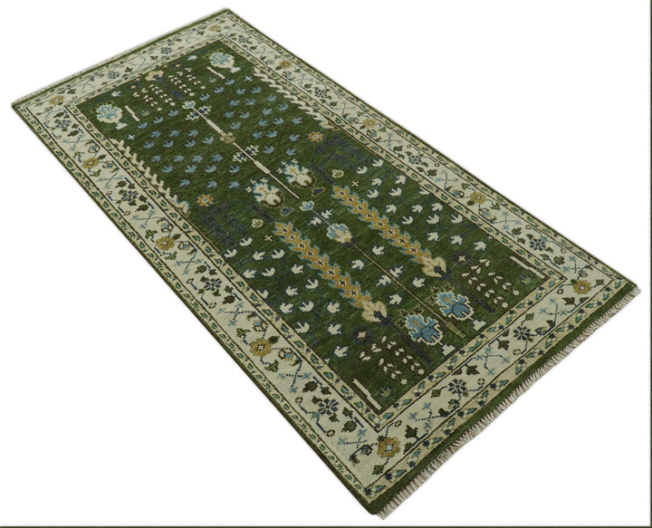 Oversize 5x10 Runner Rug Green Tree of life Hand Knotted Wool Rug - The Rug Decor