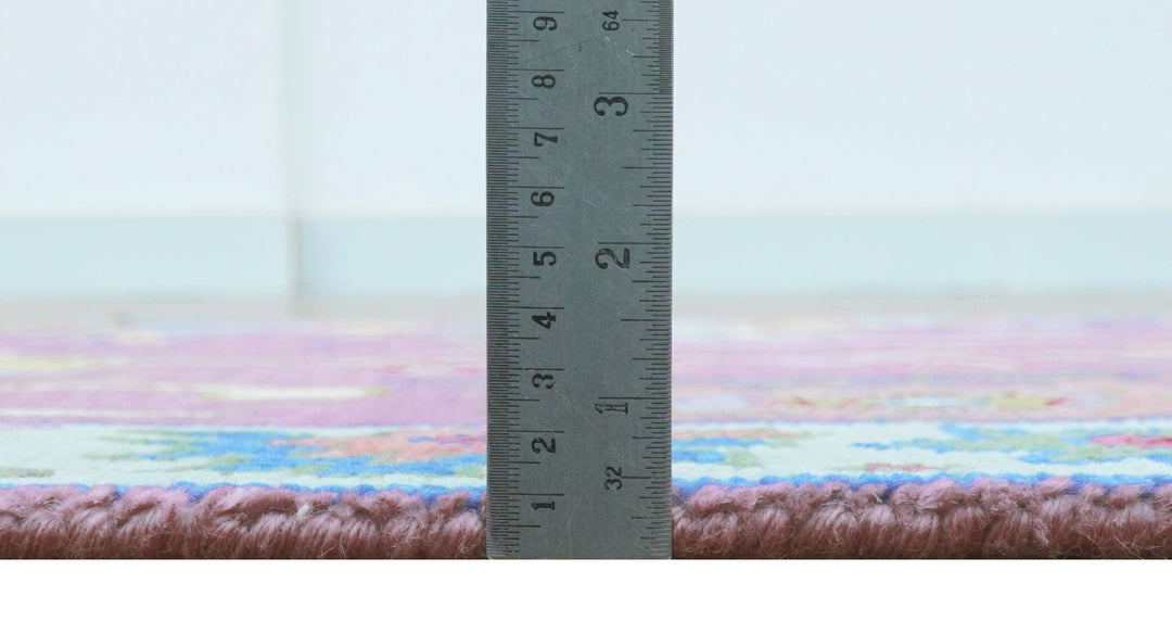 Oversize Runner 3x15 Pink And Blue Hand Knotted Wool Rug - The Rug Decor