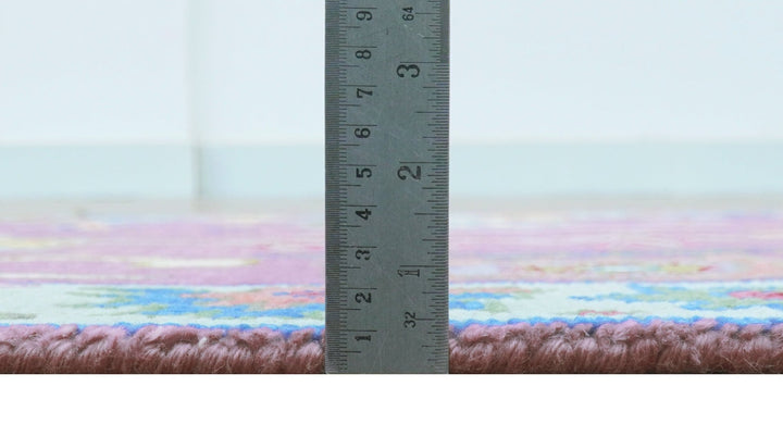 Oversize Runner 3x15 Pink And Blue Hand Knotted Wool Rug - The Rug Decor