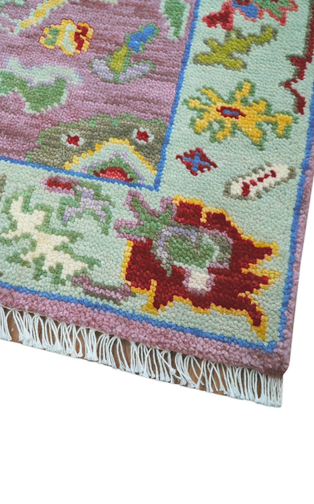 Oversize Runner 3x15 Pink And Blue Hand Knotted Wool Rug - The Rug Decor