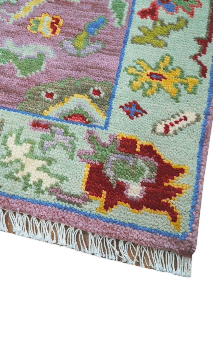 Oversize Runner 3x15 Pink And Blue Hand Knotted Wool Rug - The Rug Decor