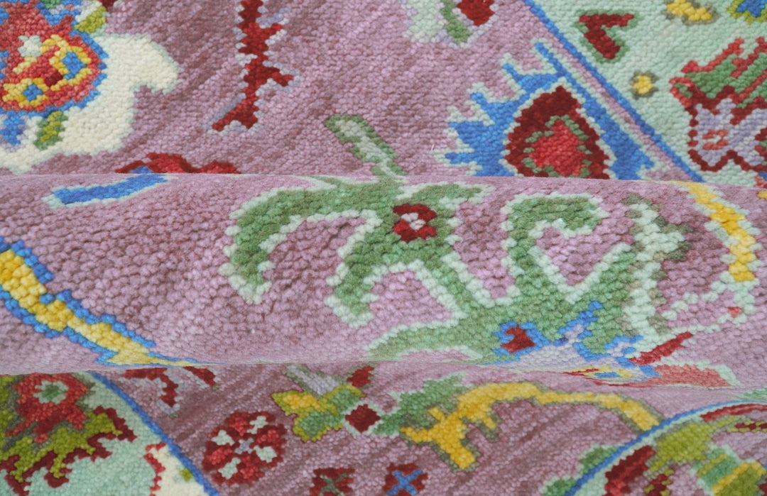 Oversize Runner 3x15 Pink And Blue Hand Knotted Wool Rug - The Rug Decor