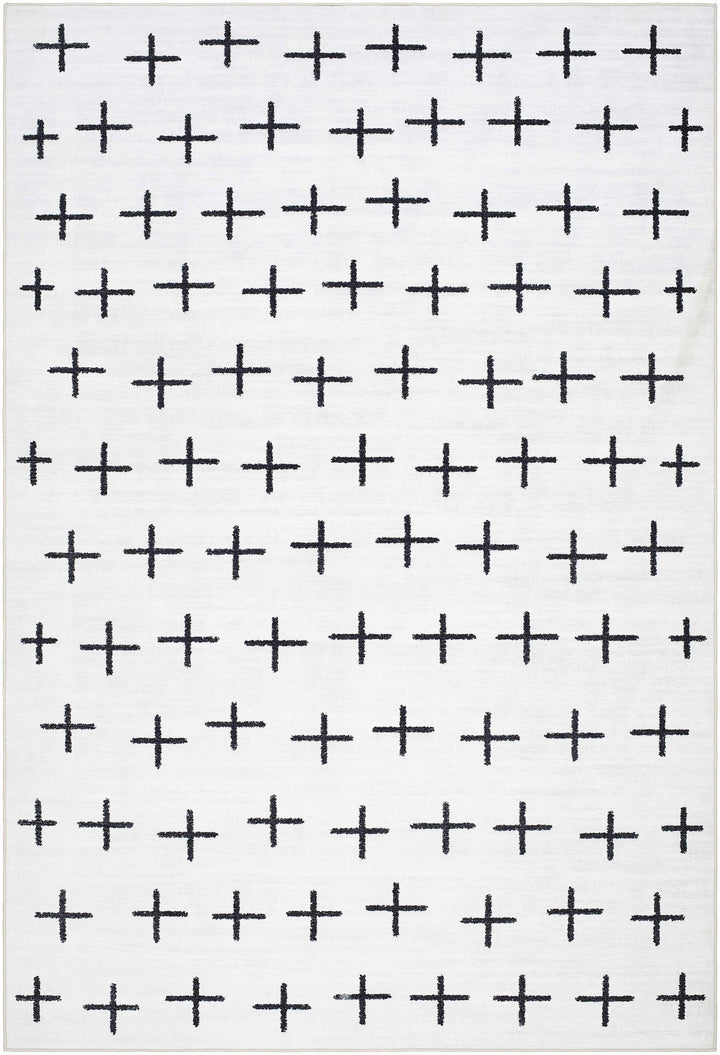 Owain Modern Style Ivory And Charcoal Washable Area Rug - The Rug Decor