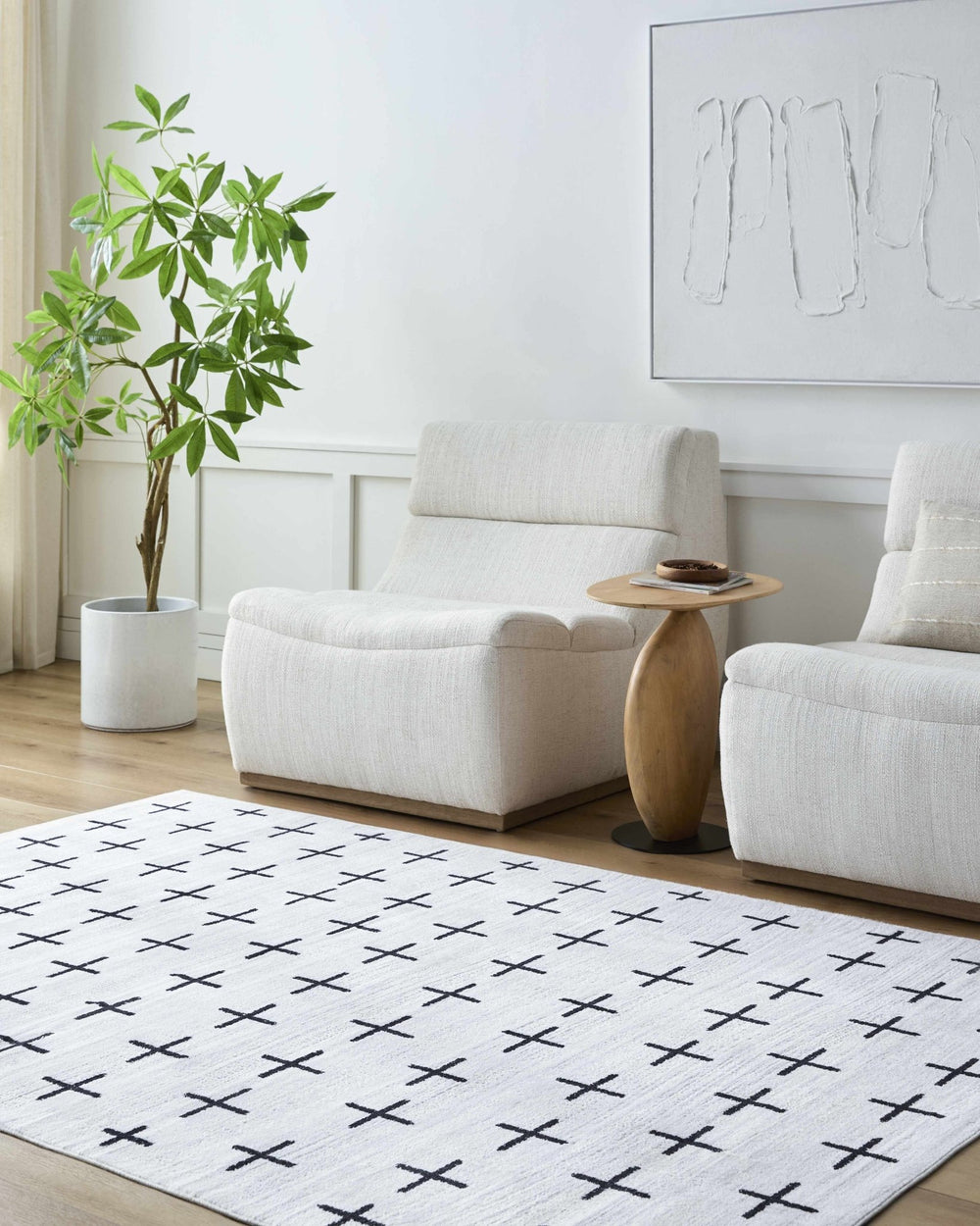Owain Modern Style Ivory And Charcoal Washable Area Rug - The Rug Decor