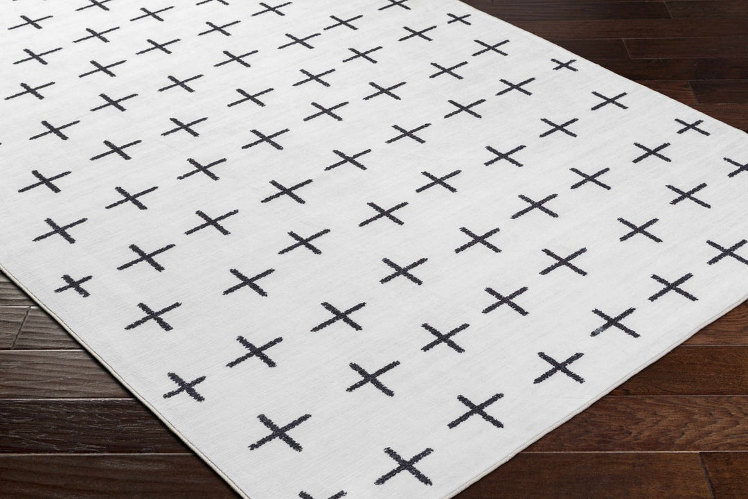 Owain Modern Style Ivory And Charcoal Washable Area Rug - The Rug Decor
