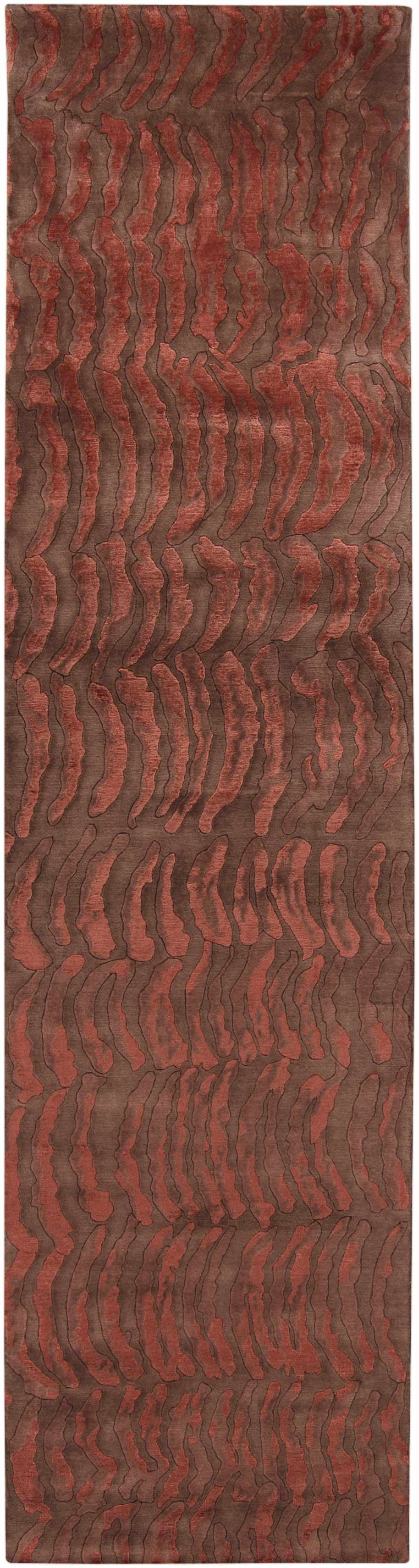 Owanka Contemporary Abstract Brown Hand Knotted Area Carpet