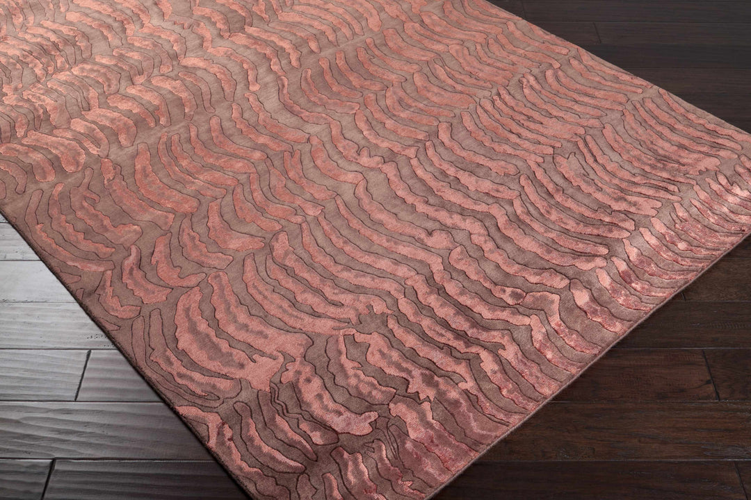 Owanka Contemporary Abstract Brown Hand Knotted Area Carpet
