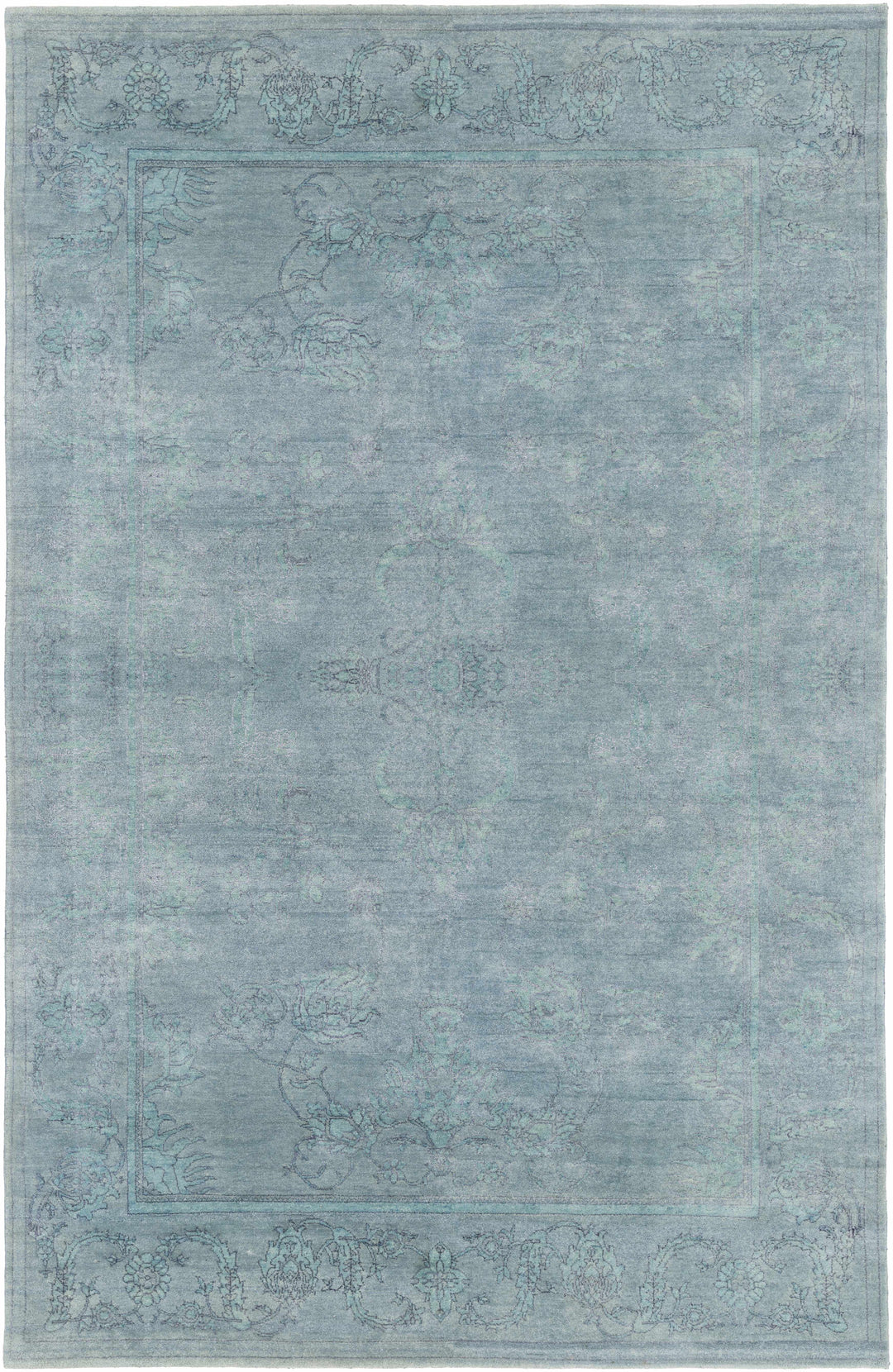 Oxly Blue Traditional Style Hand Knotted Wool Area Rug