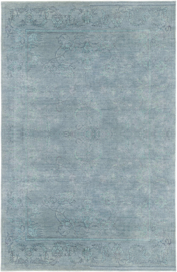 Oxly Blue Traditional Style Hand Knotted Wool Area Rug