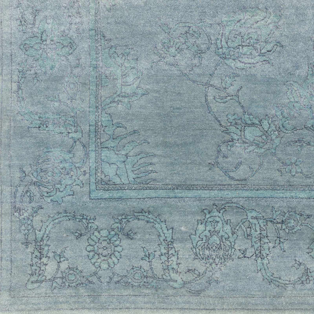 Oxly Blue Traditional Style Hand Knotted Wool Area Rug - The Rug Decor