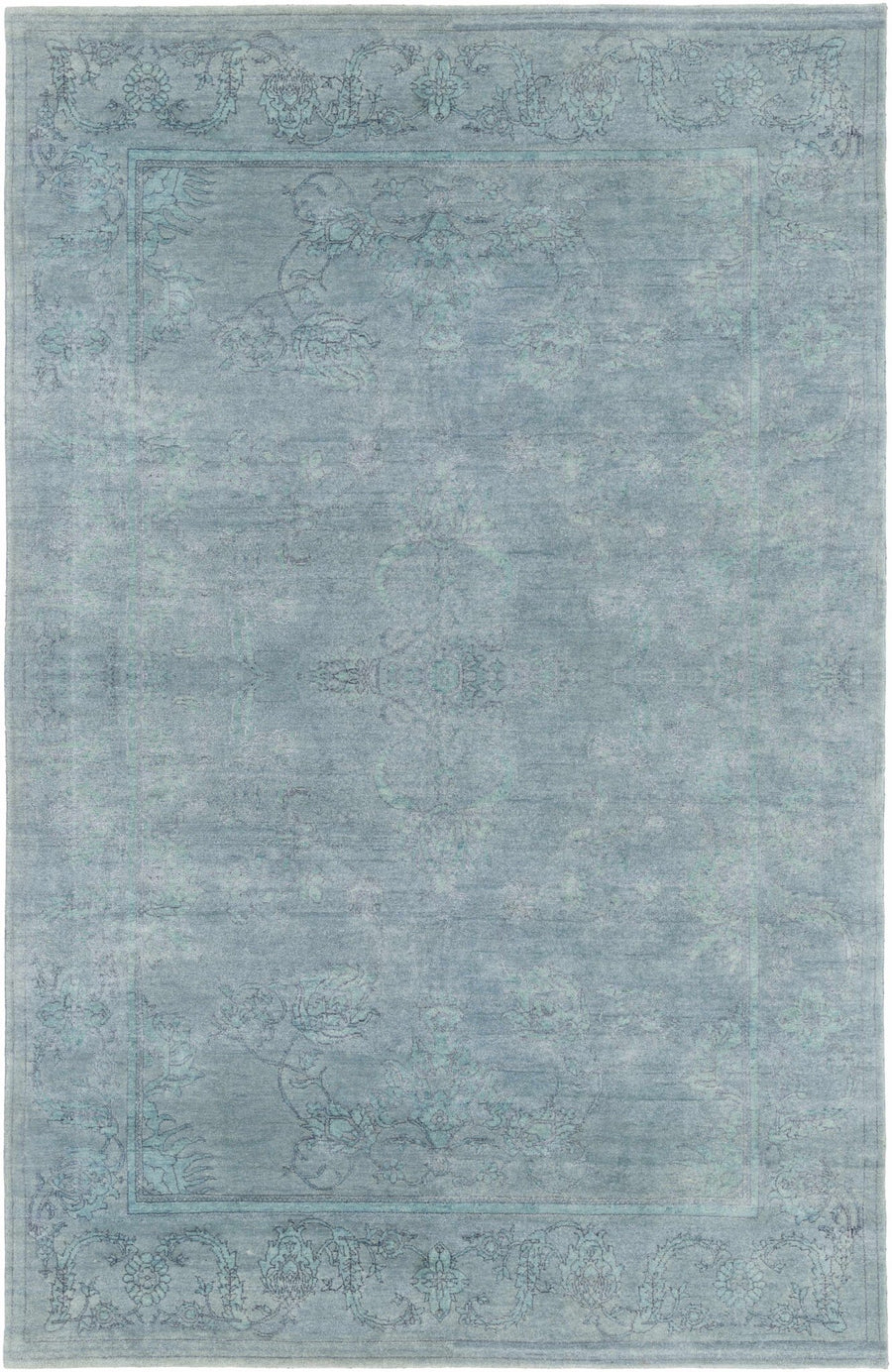 Oxly Blue Traditional Style Hand Knotted Wool Area Rug - The Rug Decor