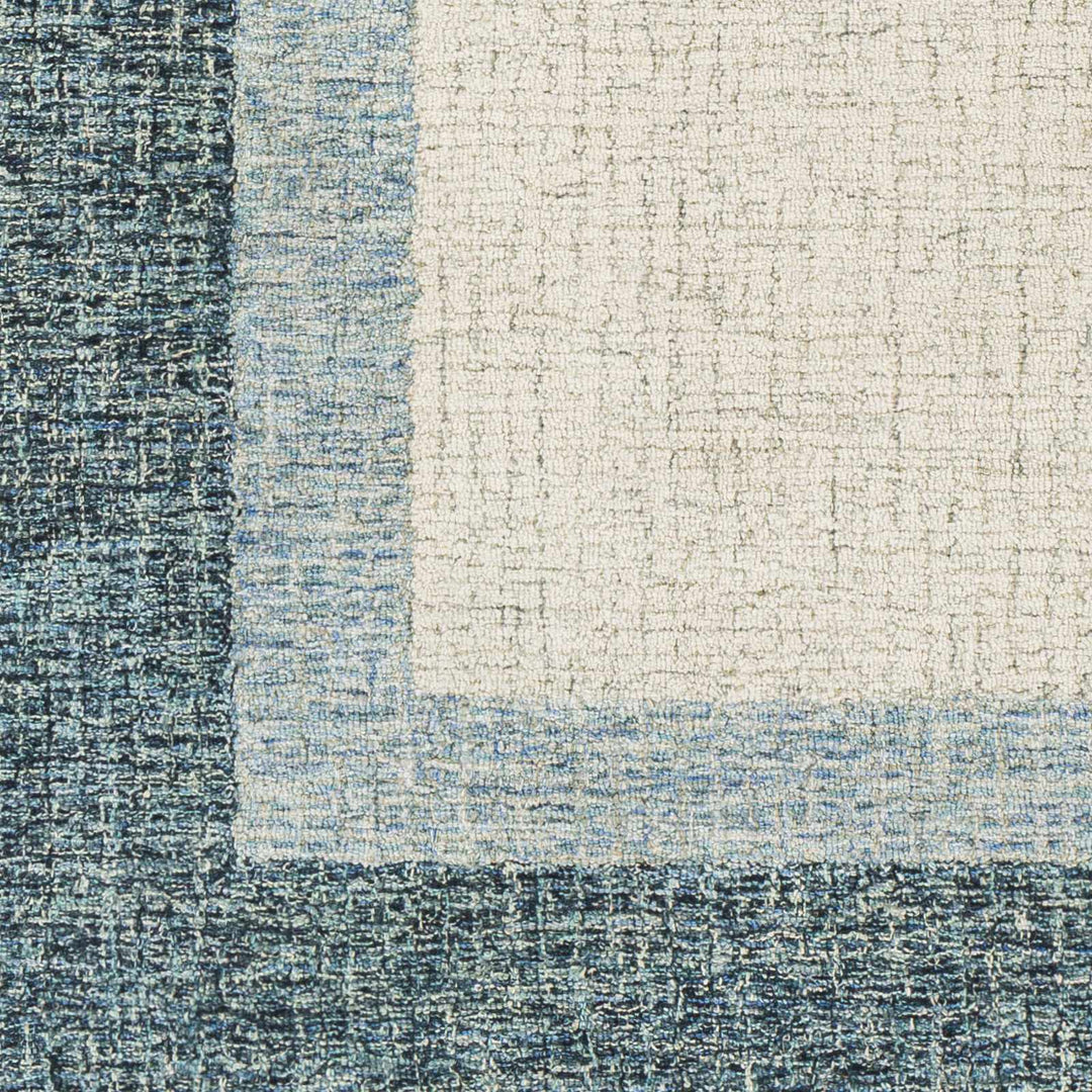 Padada Beige And Blue Bordered Wool Rug - The Rug Decor