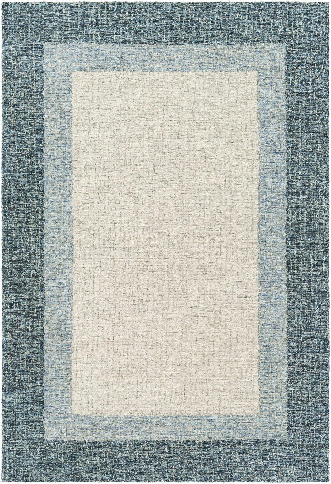 Padada Beige And Blue Bordered Wool Rug - The Rug Decor