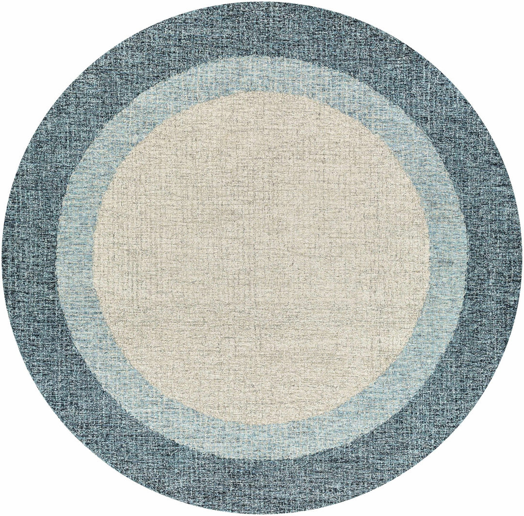 Padada Beige And Blue Bordered Wool Rug - The Rug Decor