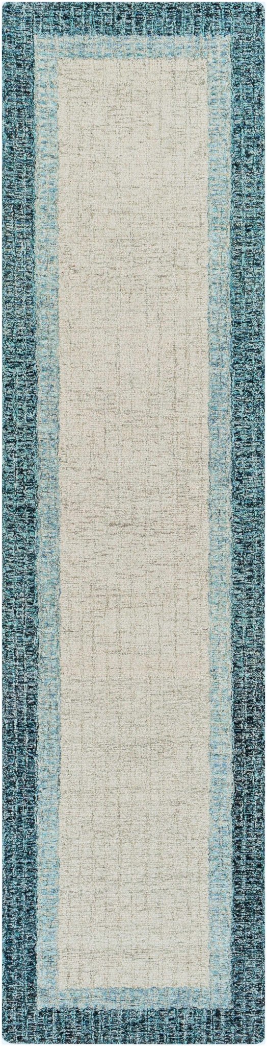 Padada Beige And Blue Bordered Wool Rug - The Rug Decor