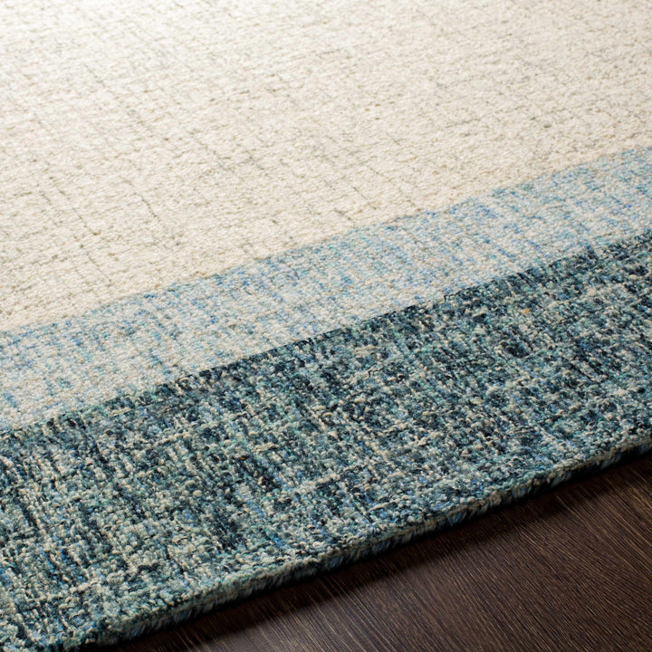 Padada Beige And Blue Bordered Wool Rug - The Rug Decor