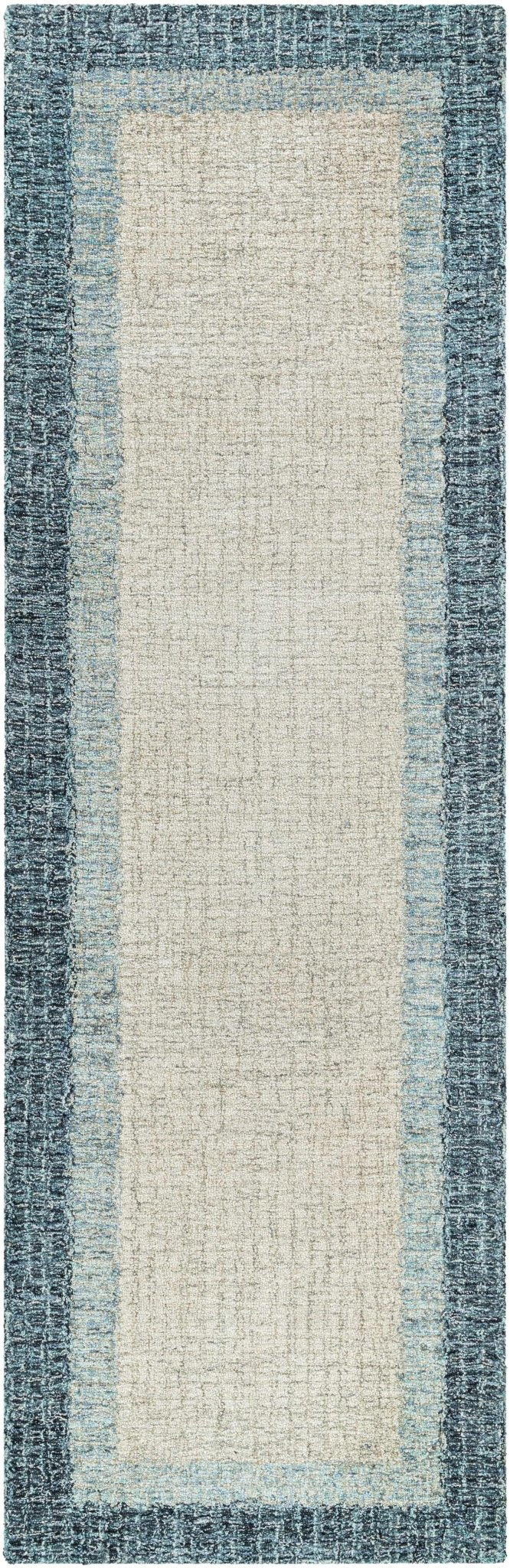 Padada Beige And Blue Bordered Wool Rug - The Rug Decor