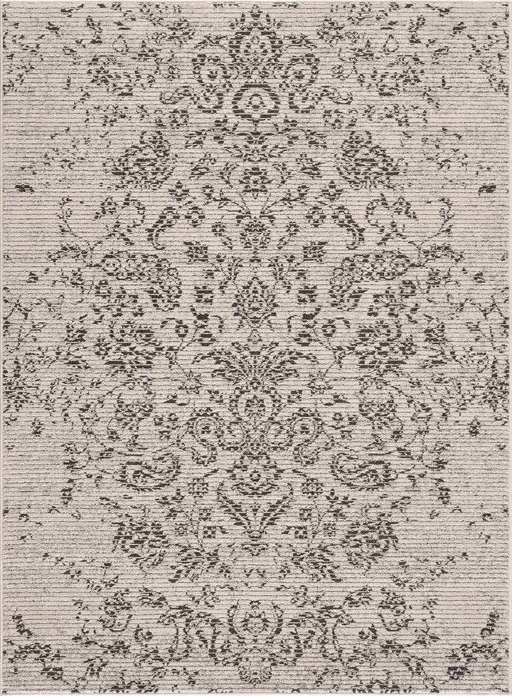 Paicines Traditional Floral Design Ivory And Charcoal Area Rug - The Rug Decor