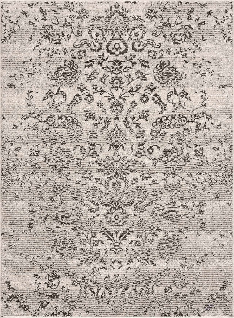 Paicines Traditional Floral Design Ivory And Charcoal Area Rug - The Rug Decor