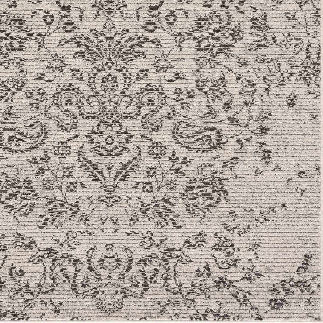 Paicines Traditional Floral Design Ivory And Charcoal Area Rug - The Rug Decor