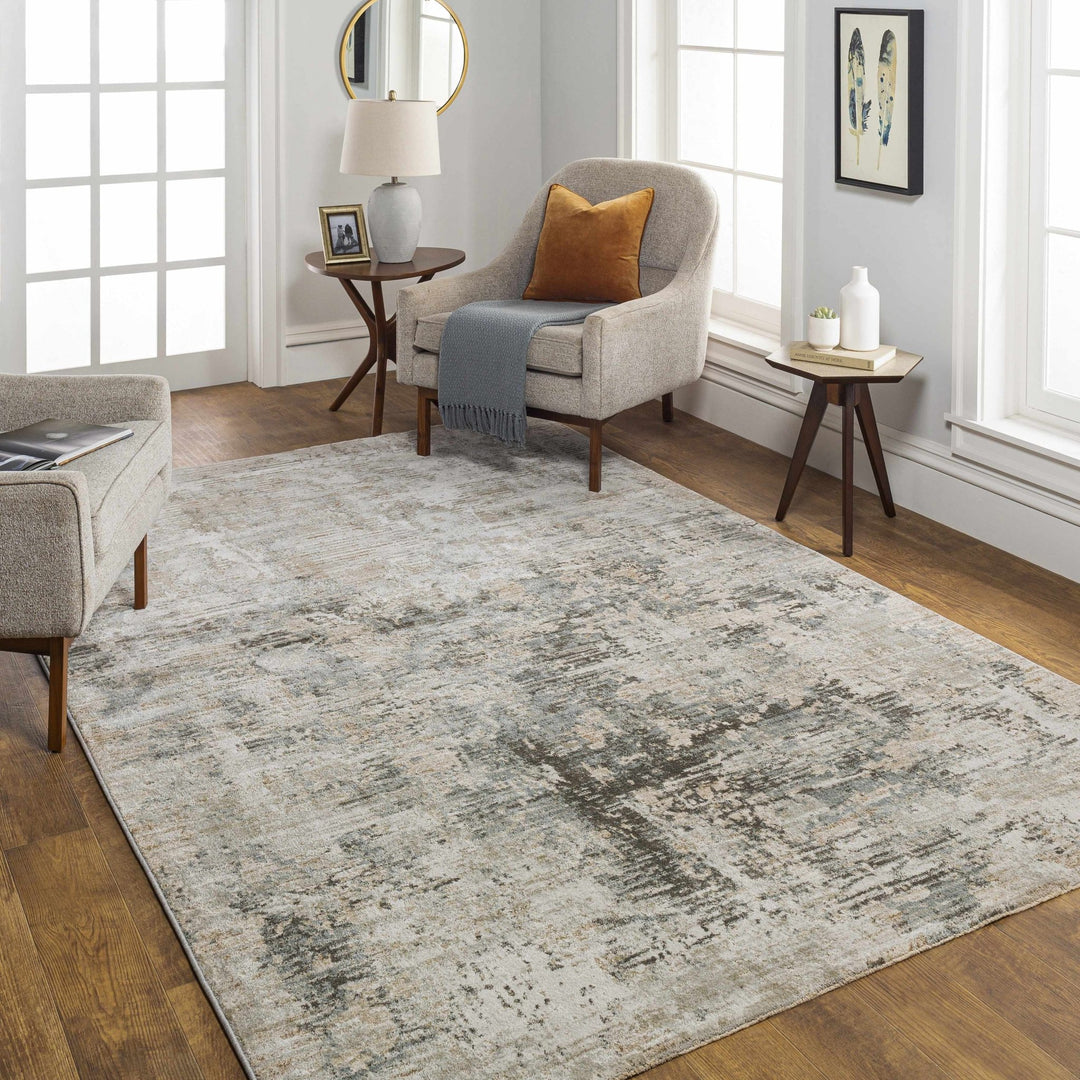 Palanit Modern Abstract Design Gray And Beige Area Rug - The Rug Decor