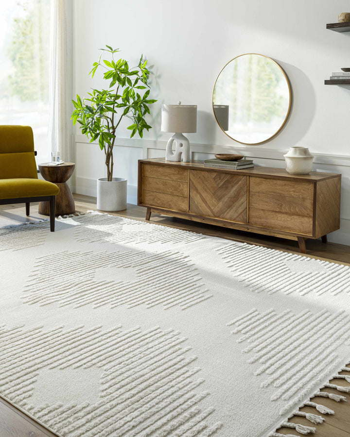 Palimbang Modern Geometric Design Ivory Area Rug