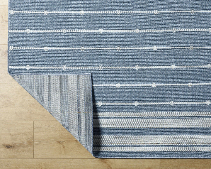 Palma Modern Stripe Pattern Blue Outdoor Area Rug - The Rug Decor