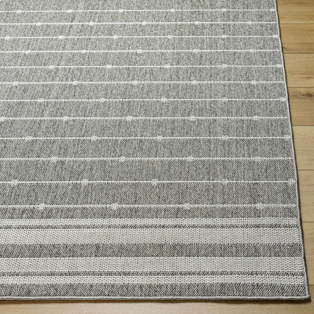 Palma Modern Stripe Pattern Ivory And Gray Outdoor Area Rug - The Rug Decor