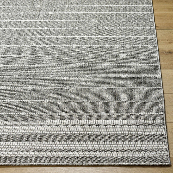Palma Modern Stripe Pattern Ivory And Gray Outdoor Area Rug - The Rug Decor