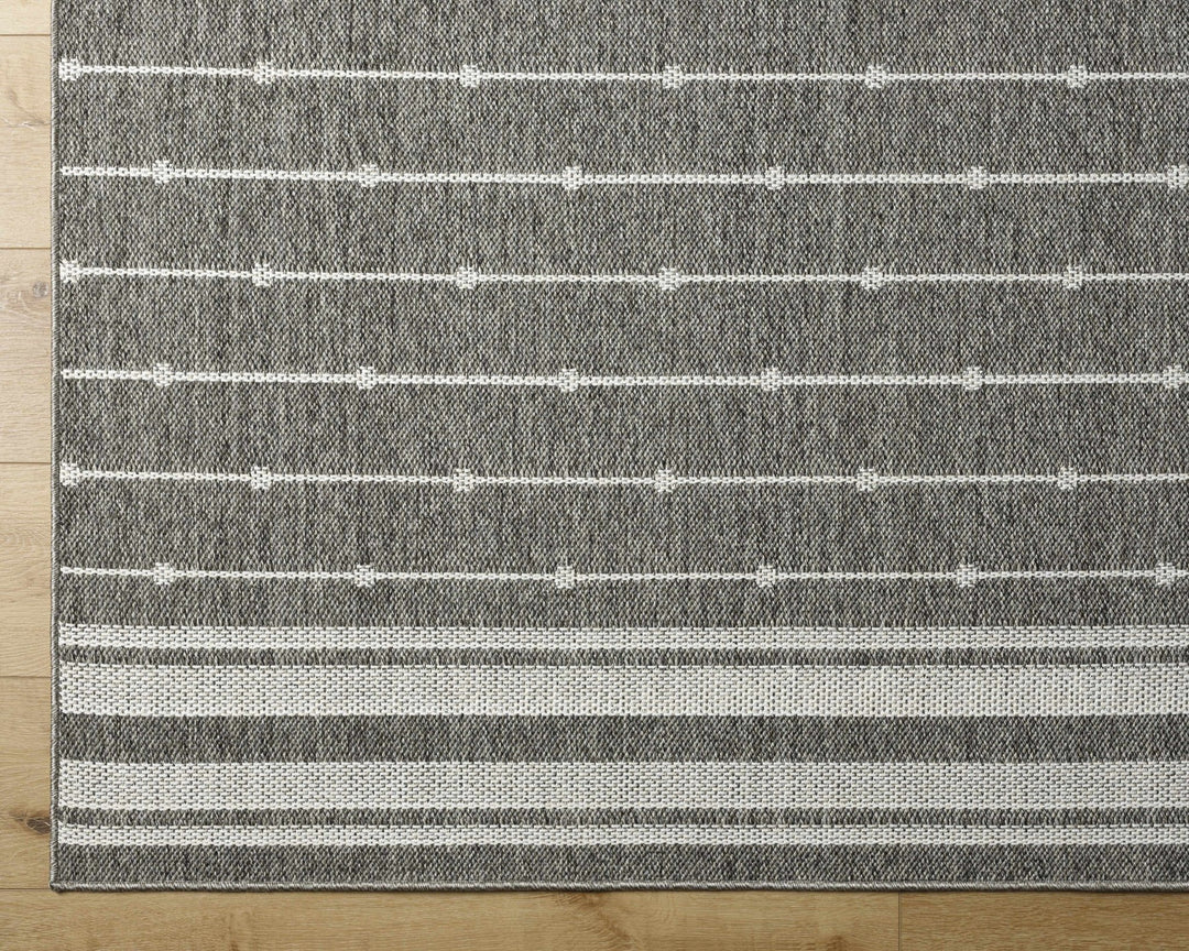 Palma Modern Stripe Pattern Ivory And Gray Outdoor Area Rug - The Rug Decor