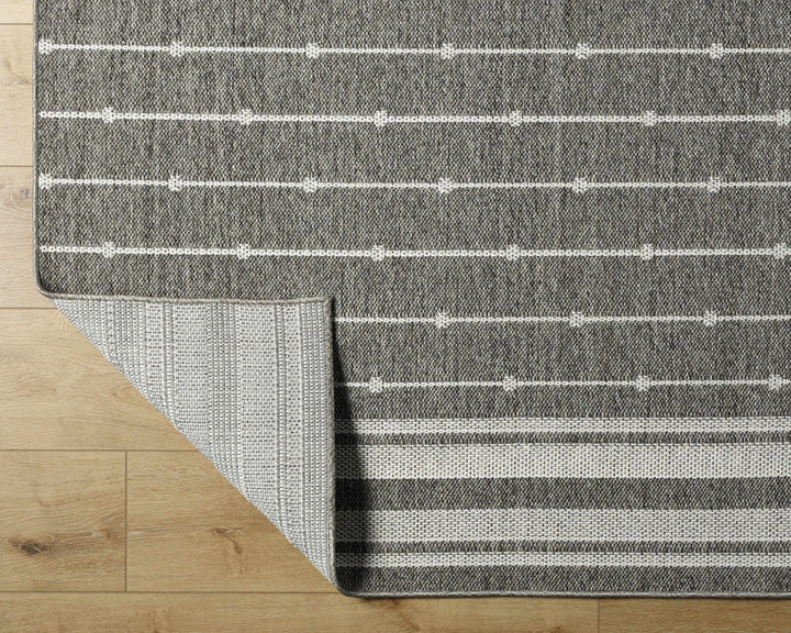 Palma Modern Stripe Pattern Ivory And Gray Outdoor Area Rug - The Rug Decor