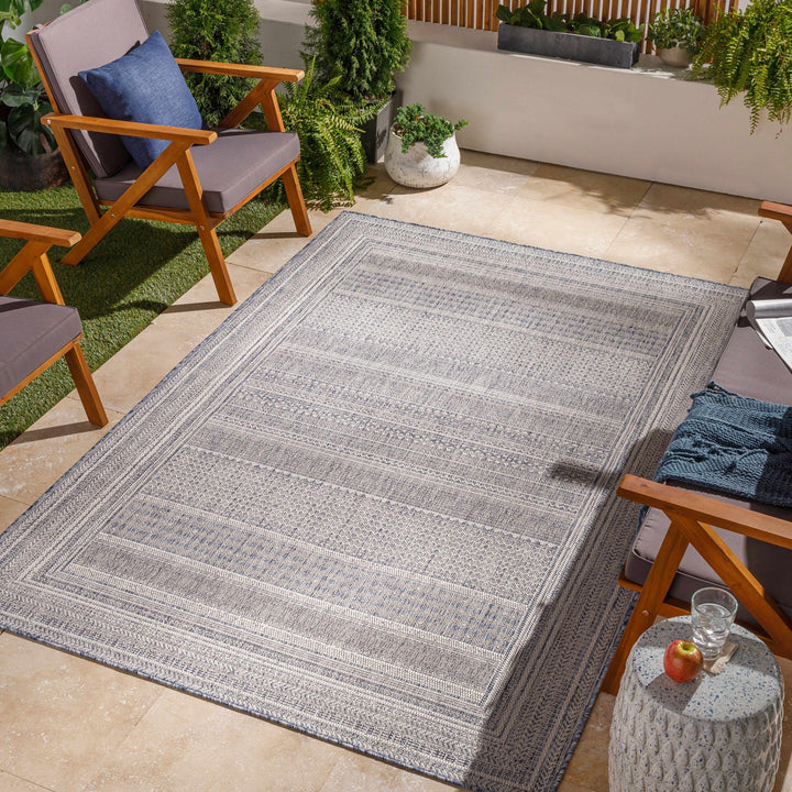 Panaytayon Modern Style Blue And Beige Outdoor Area Rug - The Rug Decor