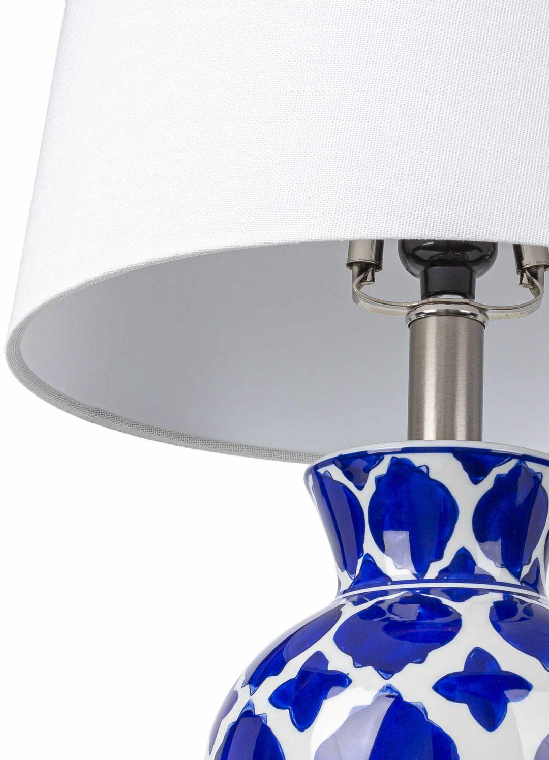 Pangian White & Blue Patterned Ceramic Table Lamp – Traditional Accent Light