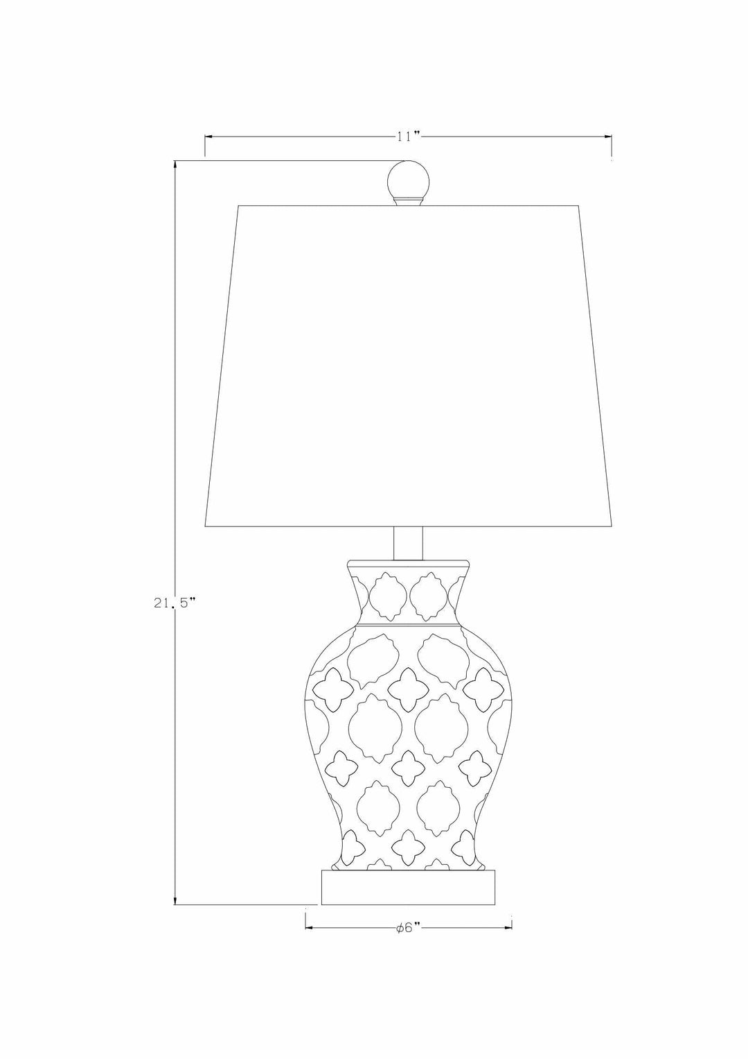Pangian White & Blue Patterned Ceramic Table Lamp – Traditional Accent Light