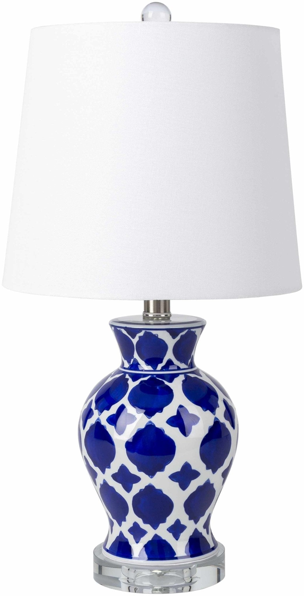 Pangian White & Blue Patterned Ceramic Table Lamp – Traditional Accent Light - The Rug Decor