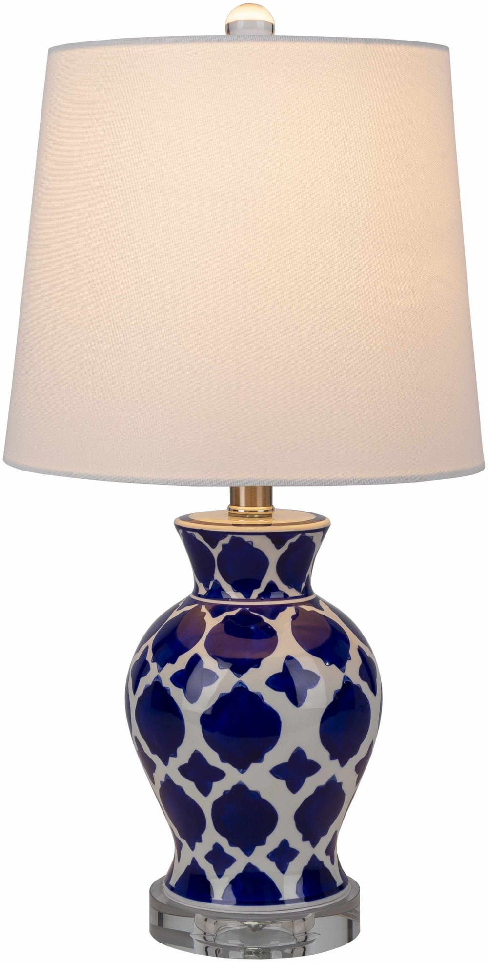 Pangian White & Blue Patterned Ceramic Table Lamp – Traditional Accent Light - The Rug Decor