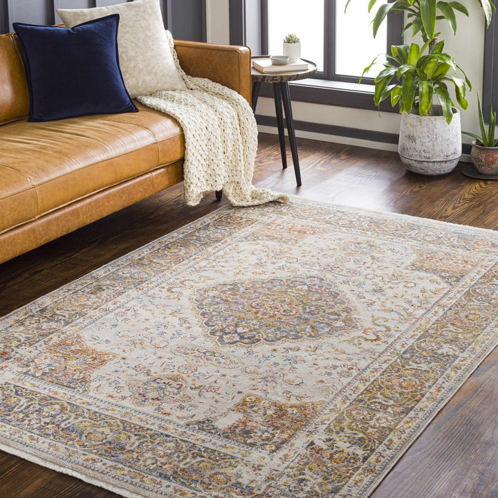 Panglao Traditional Style Ivory And Mustard Area Rug - The Rug Decor