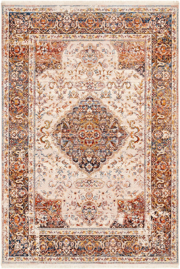 Panglao Traditional Style Ivory And Mustard Area Rug - The Rug Decor