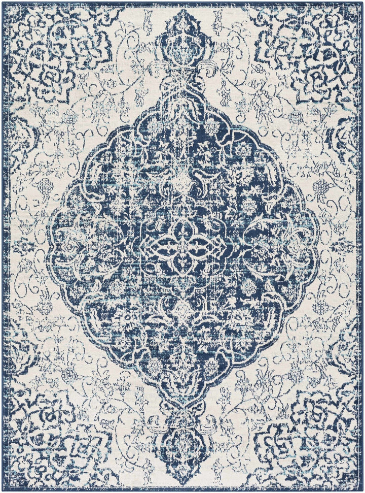 Pannal Traditional Style Ivory And Blue Area Rug - The Rug Decor