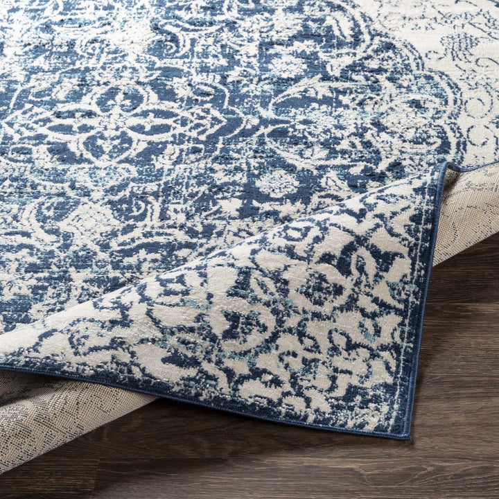 Pannal Traditional Style Ivory And Blue Area Rug - The Rug Decor