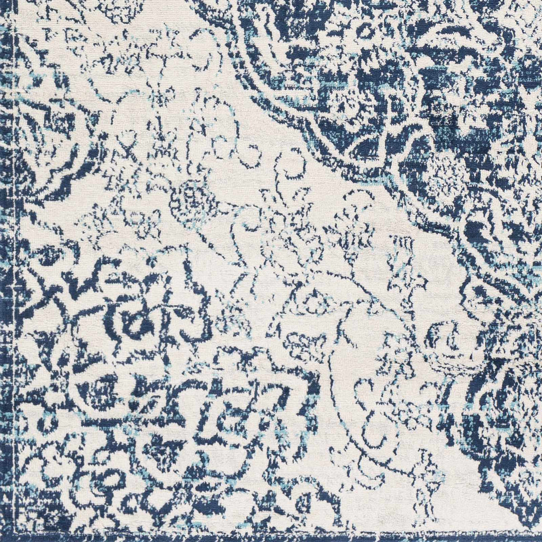 Pannal Traditional Style Ivory And Blue Area Rug - The Rug Decor